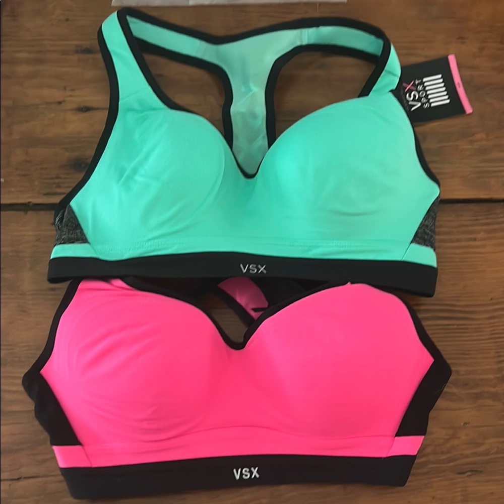 Victoria's Secret VSX Sports Bra Set - Mint and Pink